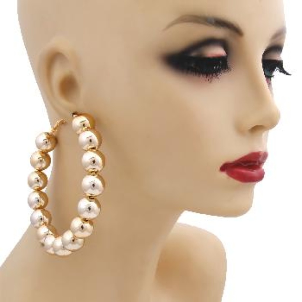 Gold Ball Hoop Earrings